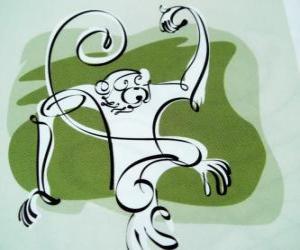yapboz Maymun, Monkey işareti, Çin astrolojisi Maymun yılı. Çin Zodyak 12 yıllık bir çevrim oniki hayvan dokuzuncu